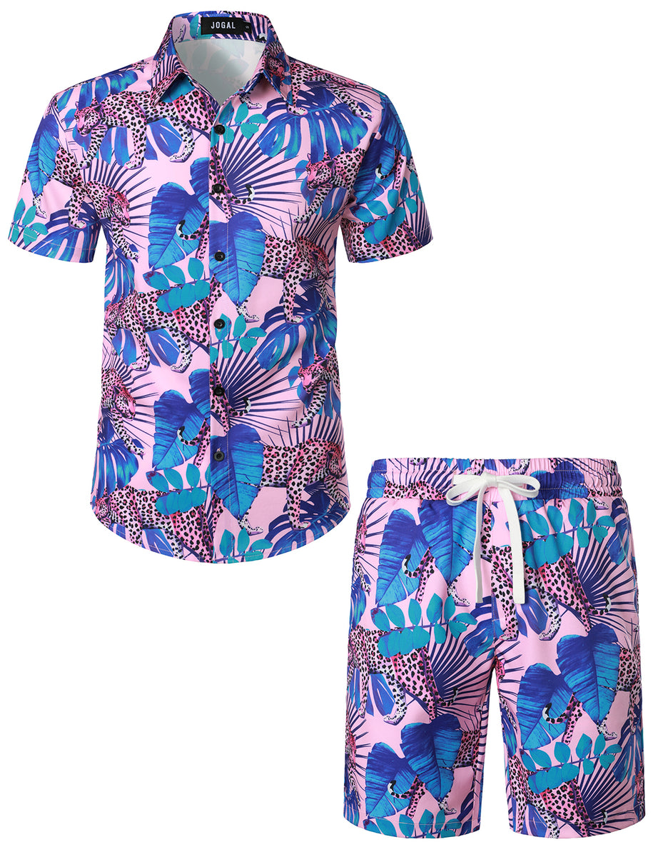 2023 New Men's Shirt Hawaiian Flamingo Printed Shirt For Men Fashion Short  Sleeve Male Clothes Top Collar Oversized Blouse 5xl E01-WJ00099 S