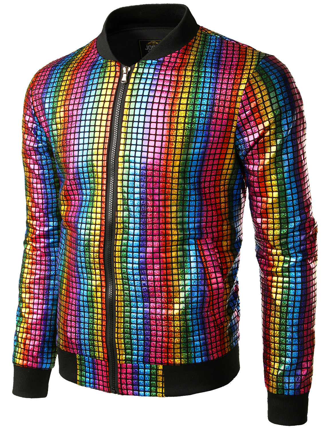 Jogal Metallic Disco Jacket good 70’s Zip Up Neon Purple Small Dance Rollerblading.