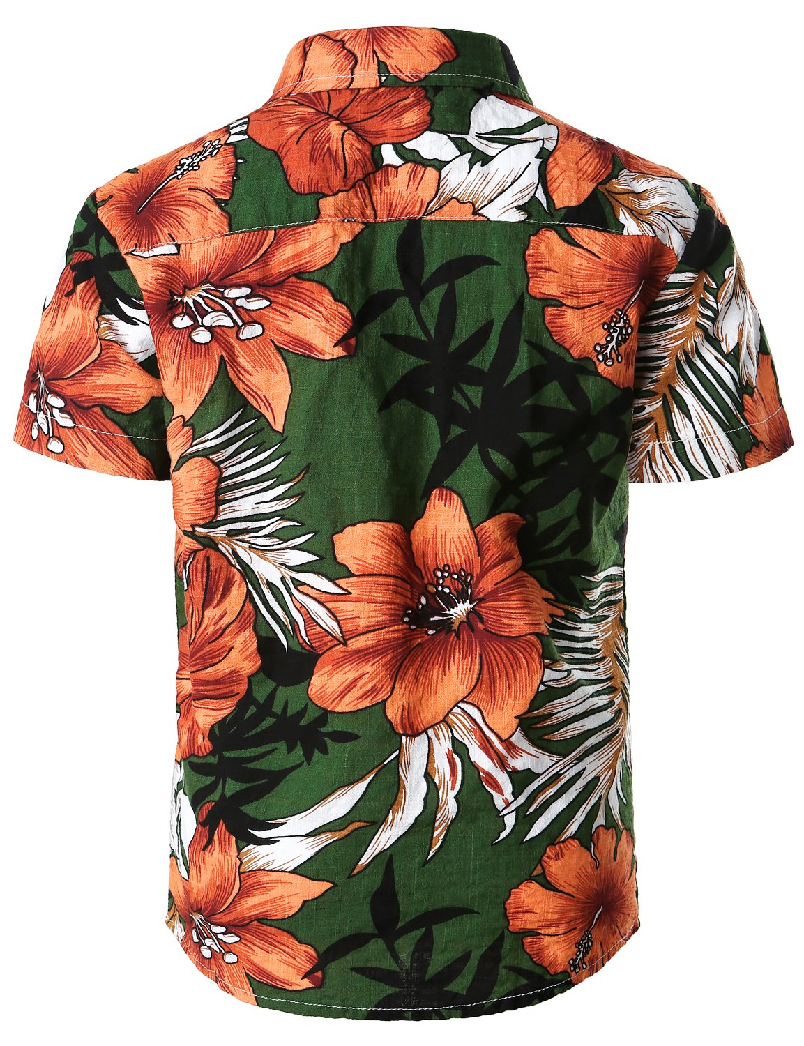 JOGAL Big Boy's Floral Casual Button Down Short Sleeve Hawaiian